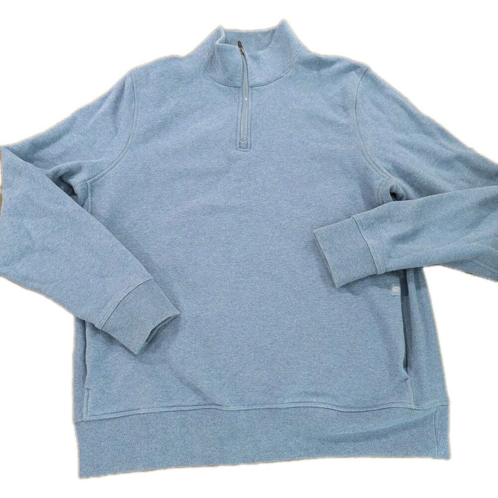 Mack Weldon Sweater Mens Large Ace Quarter Zip Blue Stretch